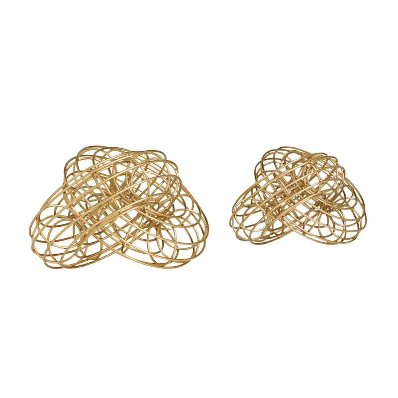 Metal Wire Chain Sculpture (Set of 2) - Gold, Silver, or Grey - S/2 12", 10"W