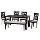 preview thumbnail 8 of 13, Abigail Modern styled Fabric and Wood Dining Set Grey, Dark Brown - 6-Piece(bench included)