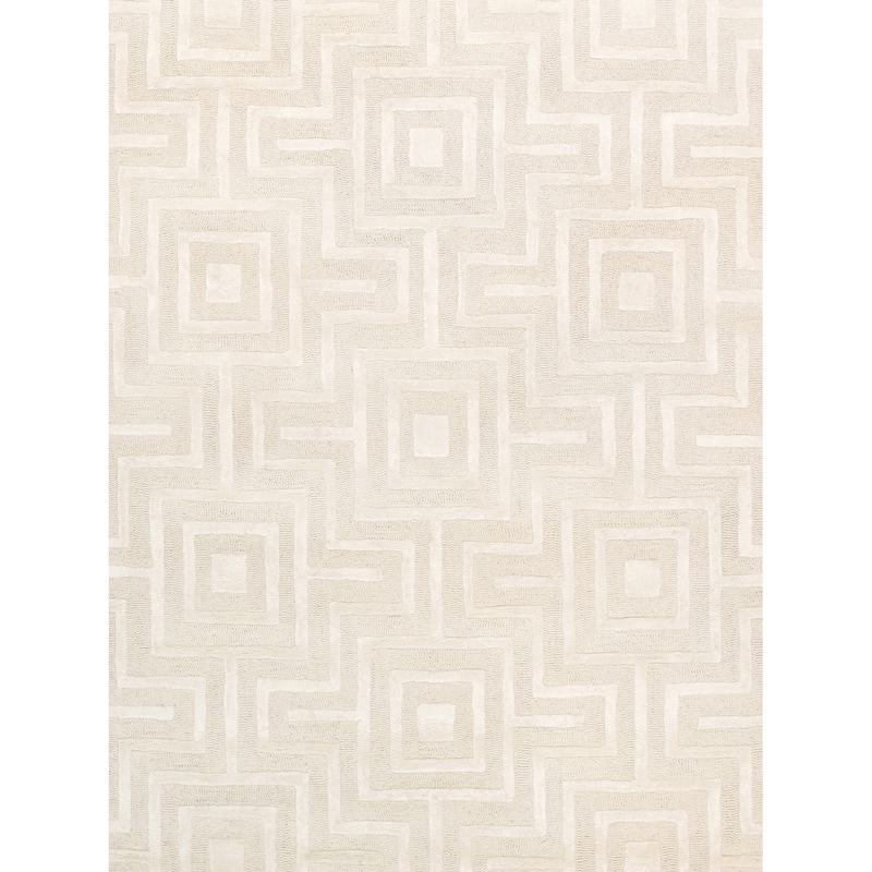 Pasargad Home Edgy Hand-Tufted Ivory BSilk & Wool Area Rug