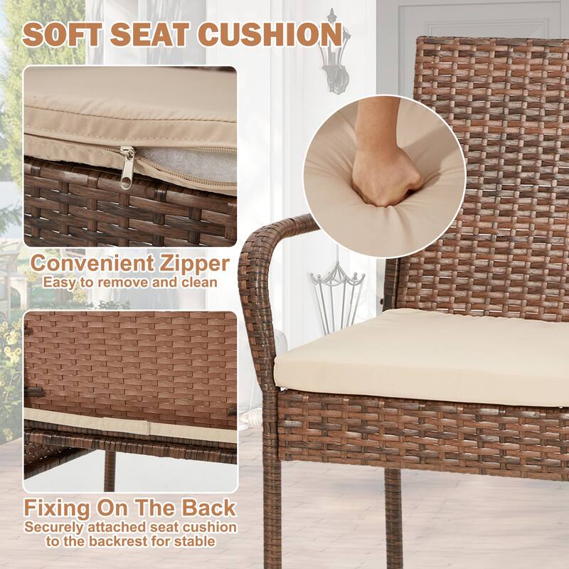 AVAWING All-Weather Wicker Bar Stools - Cushioned, Ergonomic, for Patio & Poolside - Black/Brown/Grey