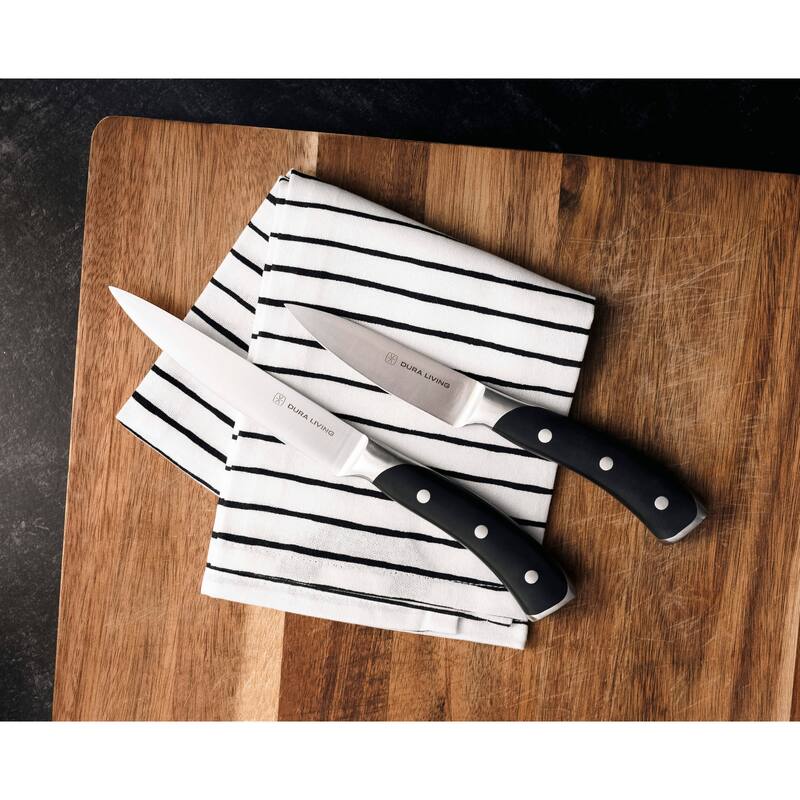 Dura Living Elite 3-Piece Kitchen Knife Set - Forged German Steel Blades, Includes Chef, Utility, and Paring Knives
