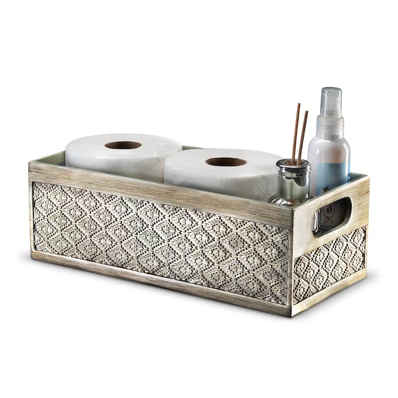 Creative Scents Dublin Silver-Gray Toilet Paper Holder Storage Basket - Silver
