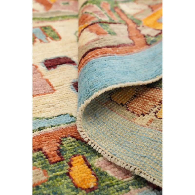 Hand Knotted Oriental 100% Wool Carpet Transitional Medallion Beige & Ivories Oushak Area Rug - 17' 5'' X 12' 0''