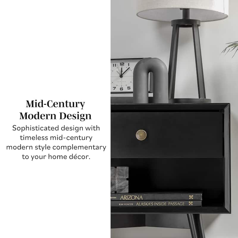 Middlebrook Mid-Century Solid Wood 1-Drawer Nightstand, Set of 2