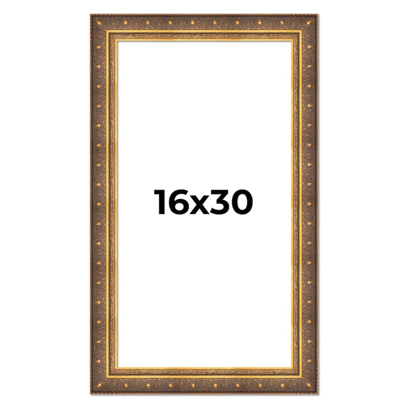 16x30 Frame Vintage Gold Solid Wood Picture Frame | 2.5 Inch Moulding