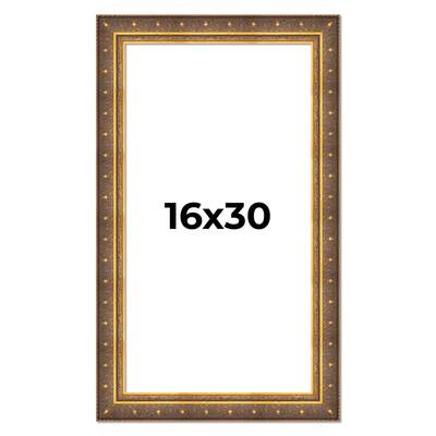 16x30 Frame Vintage Gold Solid Wood Picture Frame | 2.5 Inch Moulding