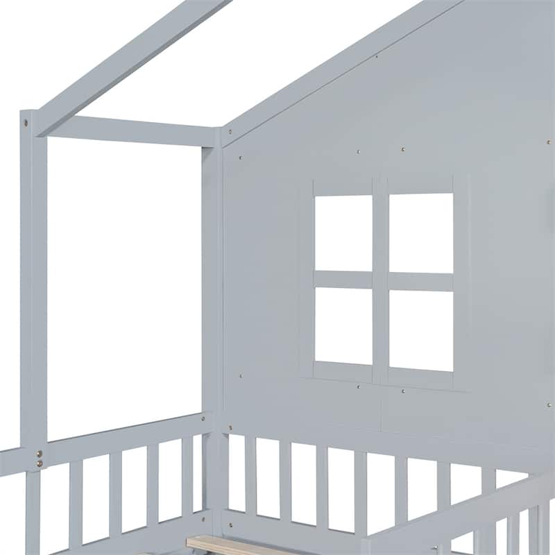 Twin Size Kids Platform Bed with Sofa and Storage Shelf