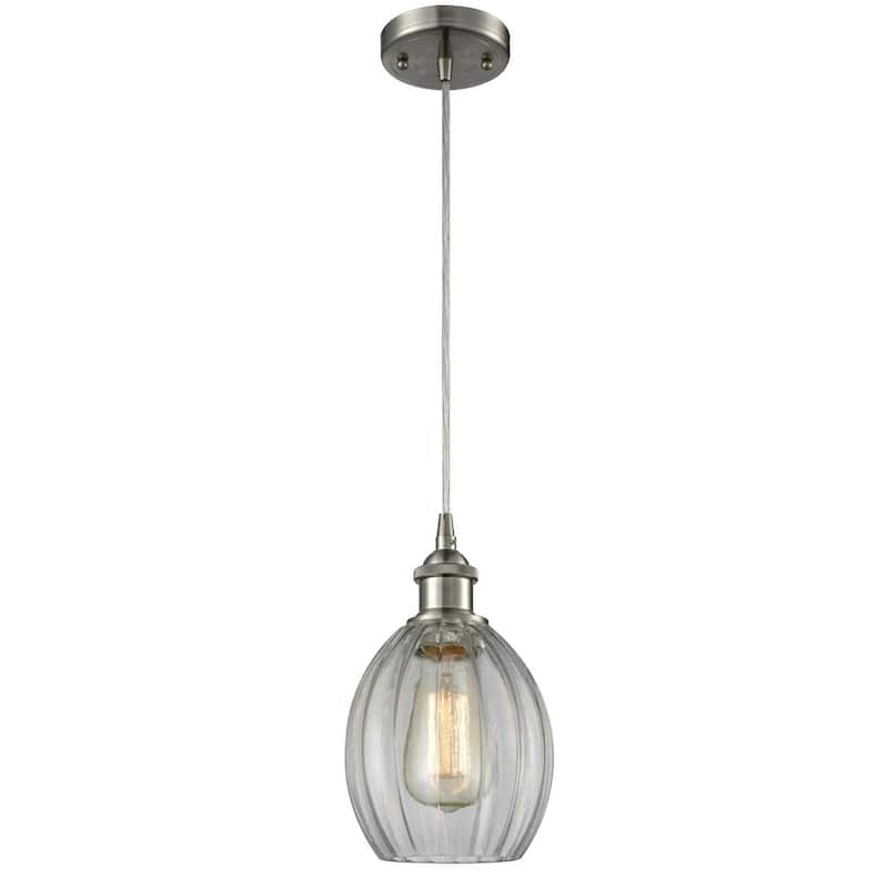 Innovations Lighting Eaton 6" Wide Mini Pendant - Cord Suspension - Brushed Satin Nickel / Clear Fluted