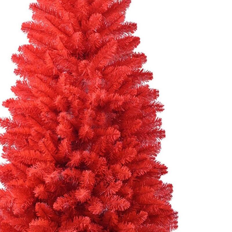 HomeRoots 5' Red Full Fir Christmas Tree - 32.00 in. x 60.00 in. x 32.00 in.