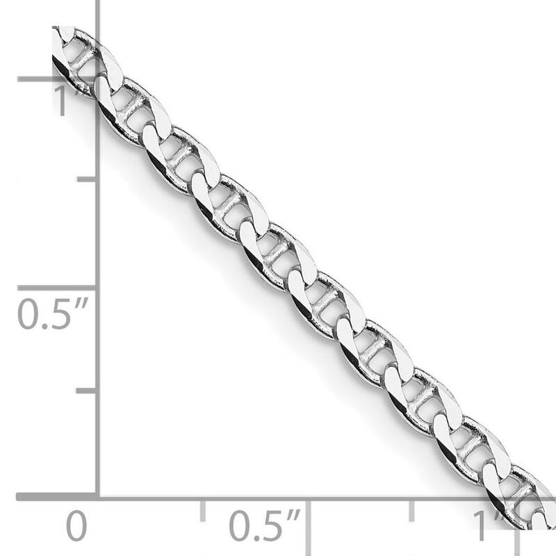 Curata 925 Sterling Silver Rhodium 3.15mm Flat Cuban Anchor Chain Necklace Options: 18 20 22 24