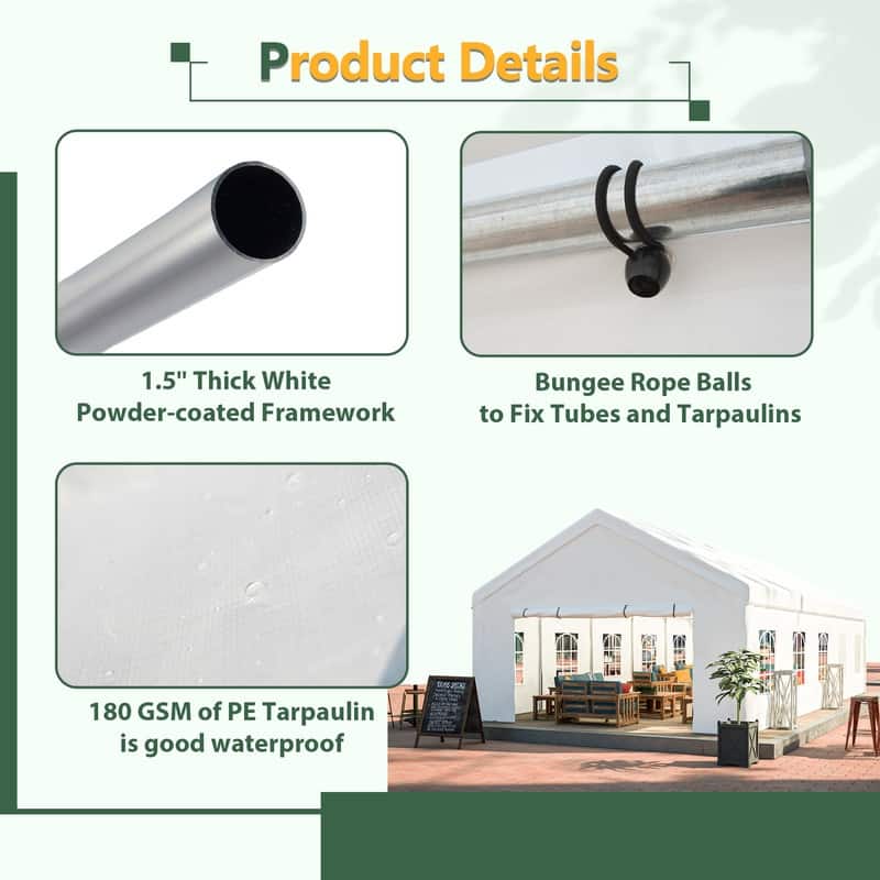 16x32FT Party Tent Canopy with Removable Walls for Weddings, BBQs and Outdoor Events - 388.78"L x 191.9"W x 133.15"H