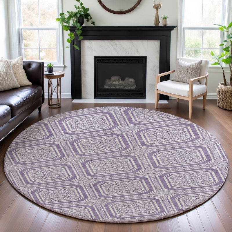Premium Washable Super Soft Classic Panel Mayfield Rug - Lavender - 8' x 8'