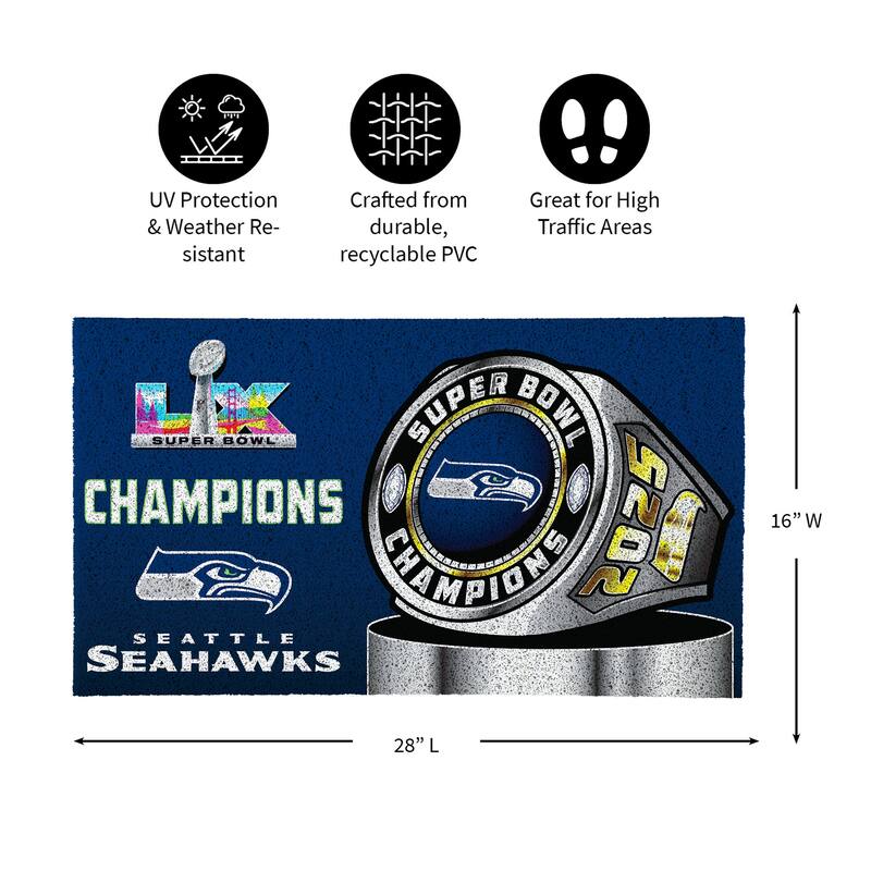 28 in. x 16 in. Seattle Seahawks Super Bowl 60 Turf Door Mat