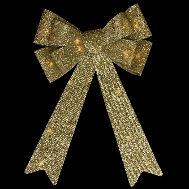 24" LED Lighted Tinsel Bow Christmas Decoration