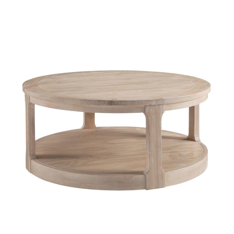 40inch Large Curved 2 Tier Traditional Round Circle Wooden Center Coffee Table,Rounded Table With Wheels,Style Table