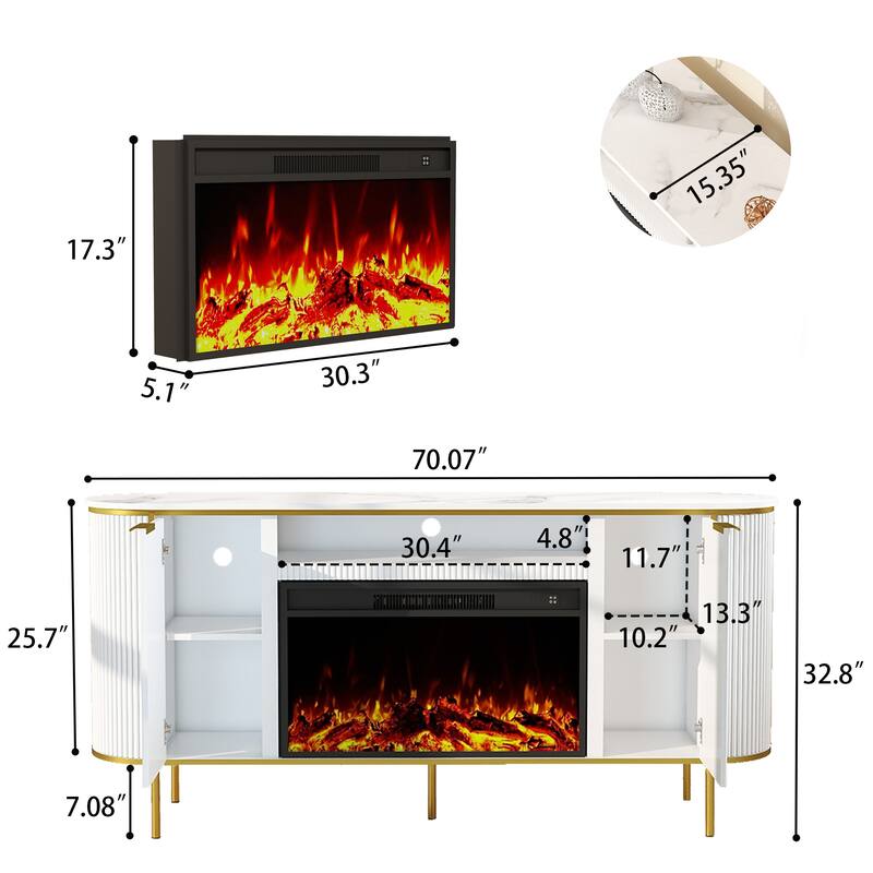 67" Electric Fireplace TV Stand Console Table for TVs up to 75"