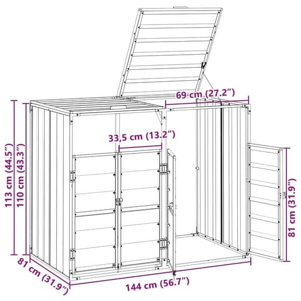 dimension image slide 1 of 5, vidaXL Wheelie Bin Storage Rubbish Waste Bin Storage Steel