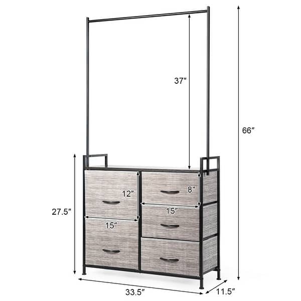 Shop Costway 5 Drawer Fabric Dresser Hanger Metal Frame Wooden Top