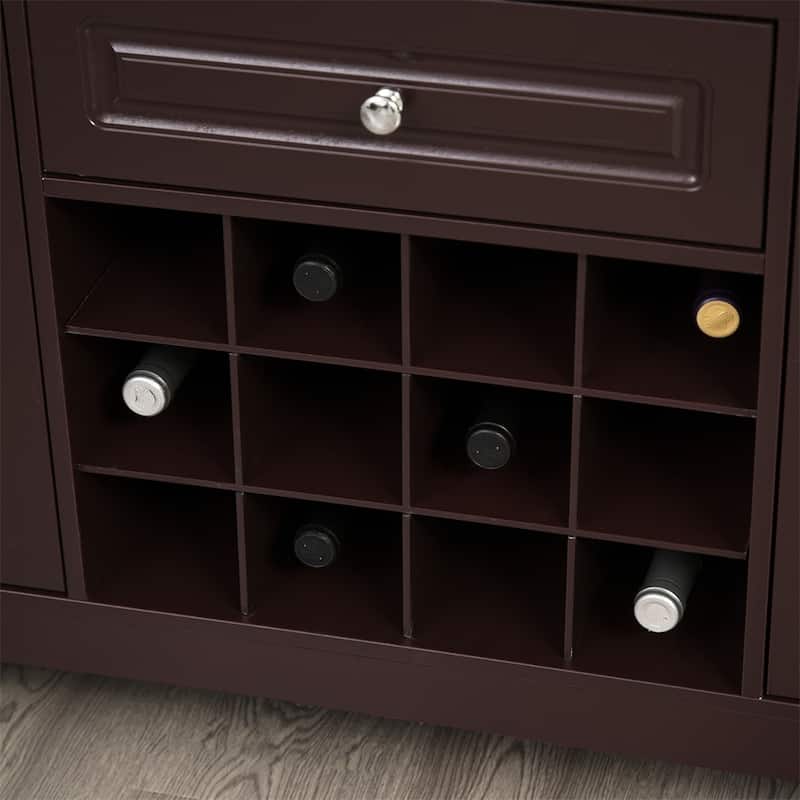 Modern Wood Sideboard Buffet Cabinet with Drawer and Wine Rack