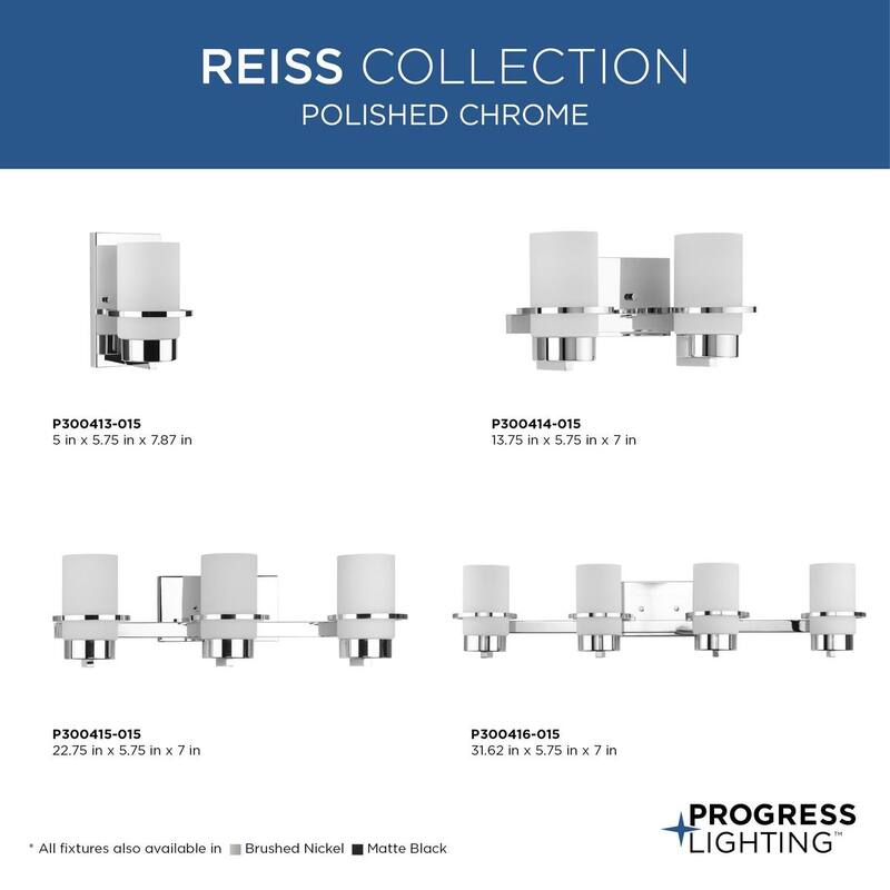 Reiss Collection Three-Light Modern Farmhouse Polished Chrome Vanity Light - 22.75 in x 5.75 in x 7 in