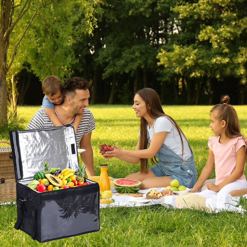 62L Food Delivery Insulated Bag Catering Thermal Bag Pizza Take-away Bag Black