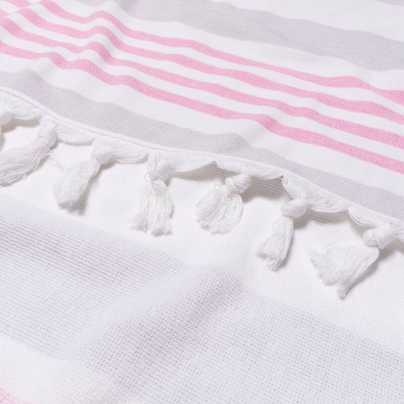 Superior Bahari Stripe Fouta Beach Towel with Tassels - 35" x 68"