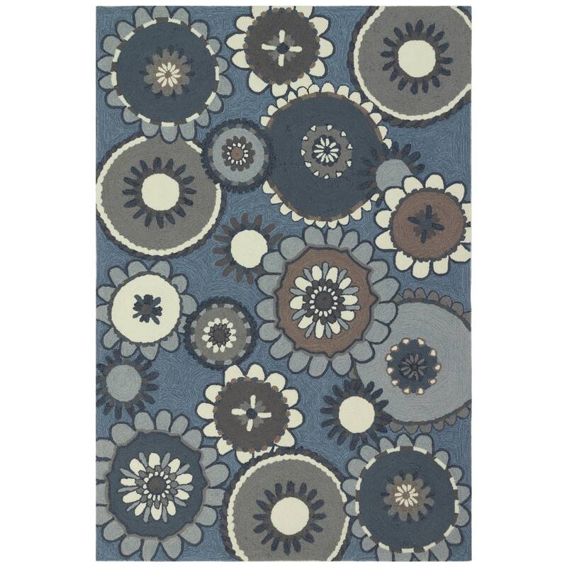 Liora Manne Ravella Florentine Indoor/Outdoor Rug - 3'6" x 5'6' - Denim