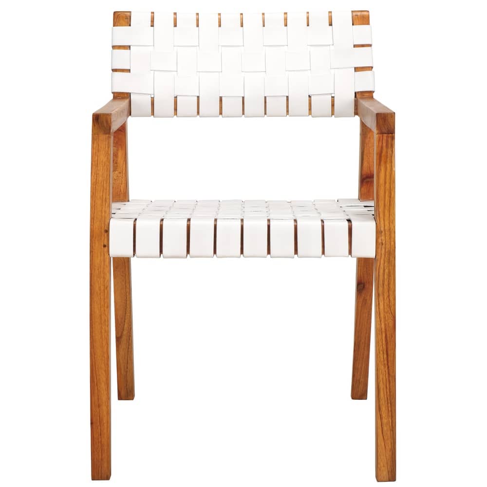 SAFAVIEH Gerda Woven Leather Dining Room Chair - 22.1" W x 20.9" L x 31.9" H - 22Wx21Dx32H