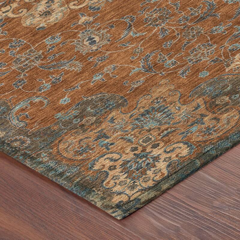 Machine Washable Indoor/ Outdoor Traditional Awaka Chantille Rug