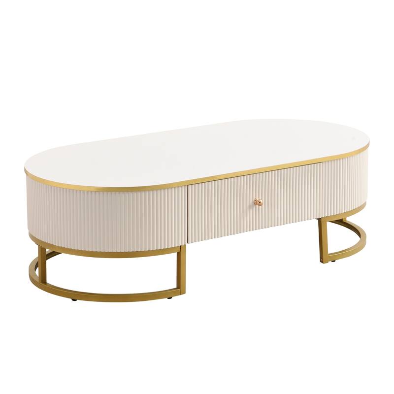 Oval Coffee Table Center Table with Drawers