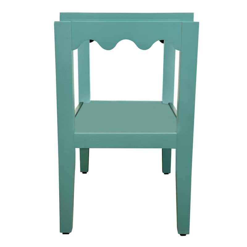 Carolina Chair & Table Rectangular Side Table, Mango Wood, Decorative Scallop Edge, 17L x 28W x 28H inches