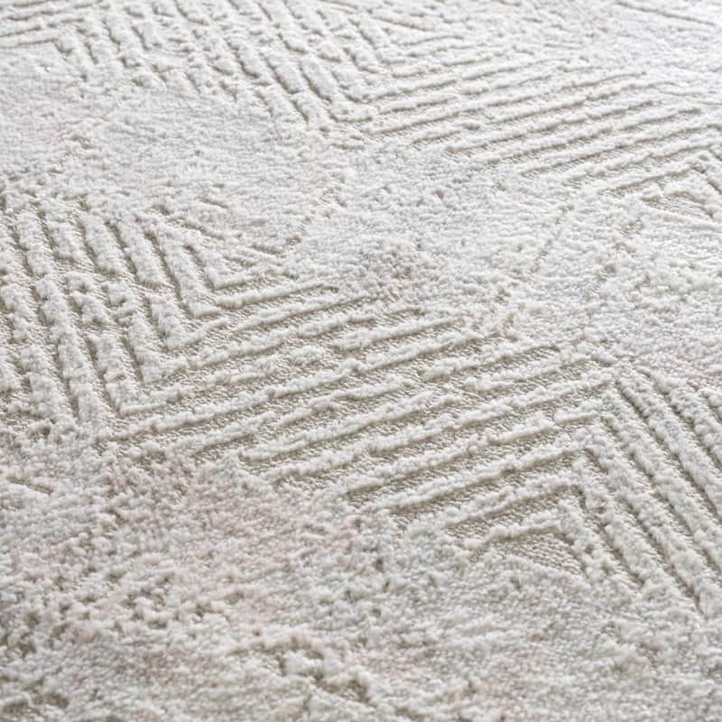 Hauteloom Calum Living Room, Bedroom Area Rug - Farmhouse - High Pile - Pink,Gray - 7'9" x 9'6"