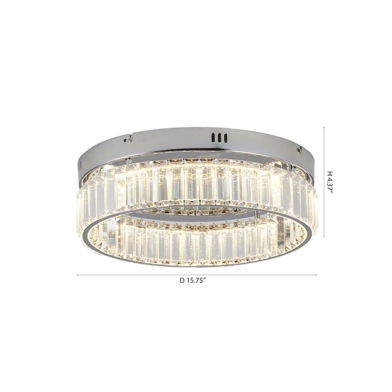 Transitional 1-Light Chrome Crystal LED Flush Mount