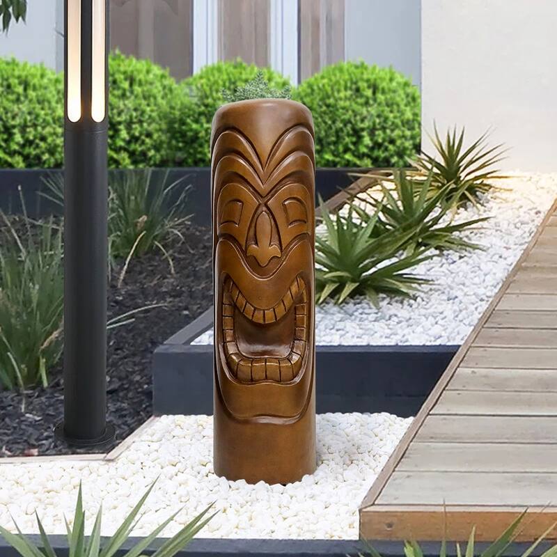 Tiki Head Garden Decor, Garden Sculptures & Statues Totem Pole