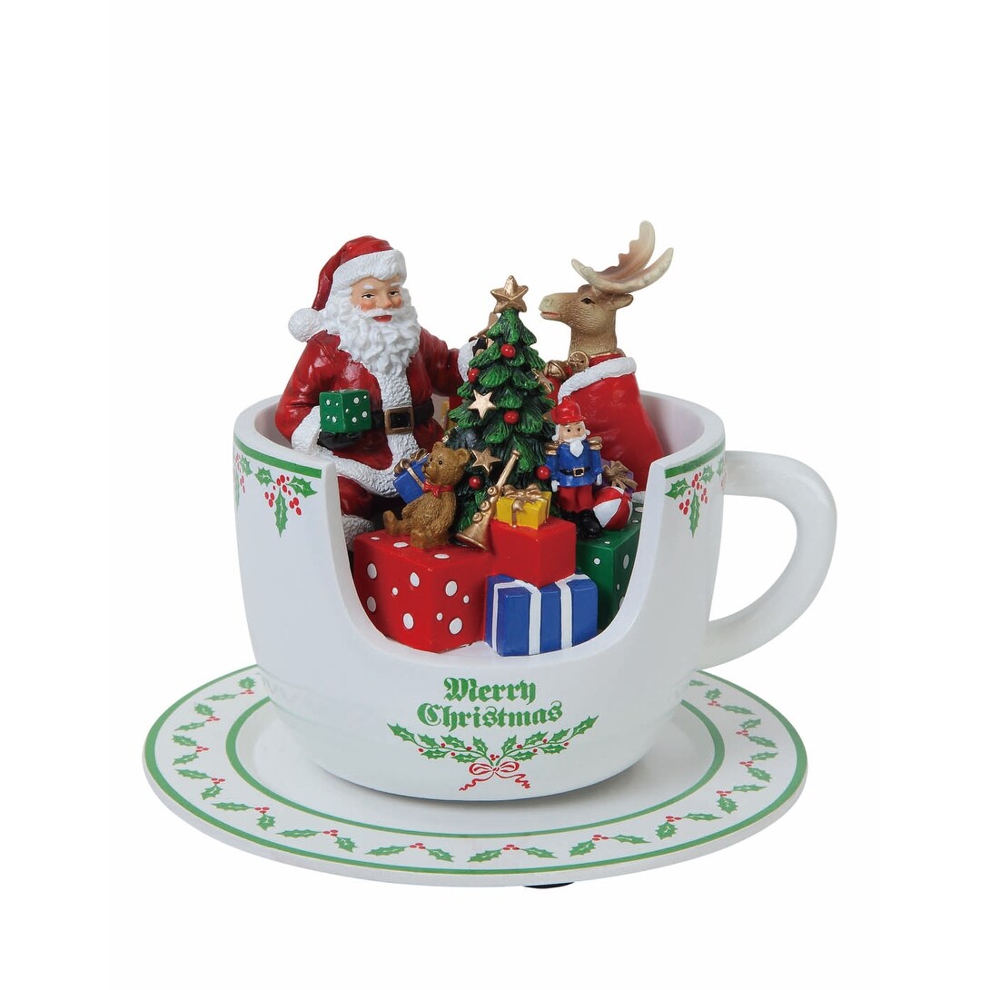Shop Set Of 2 Vibrantly Colored Santa Teacup Christmas Table Decor