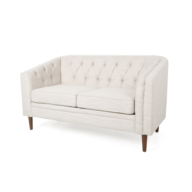 Cantrell Contemporary Faux Leather Tufted Loveseat by Christopher Knight Home