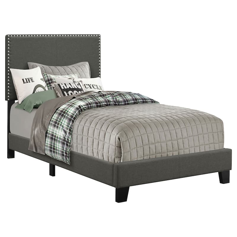 Boyd Transitional Fabric Upholstered Panel Bed - Charcoal (Twin) - Twin