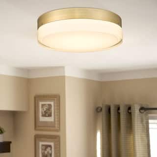 12-Inch Gold Ceiling Light with Frosted Glass - N/A