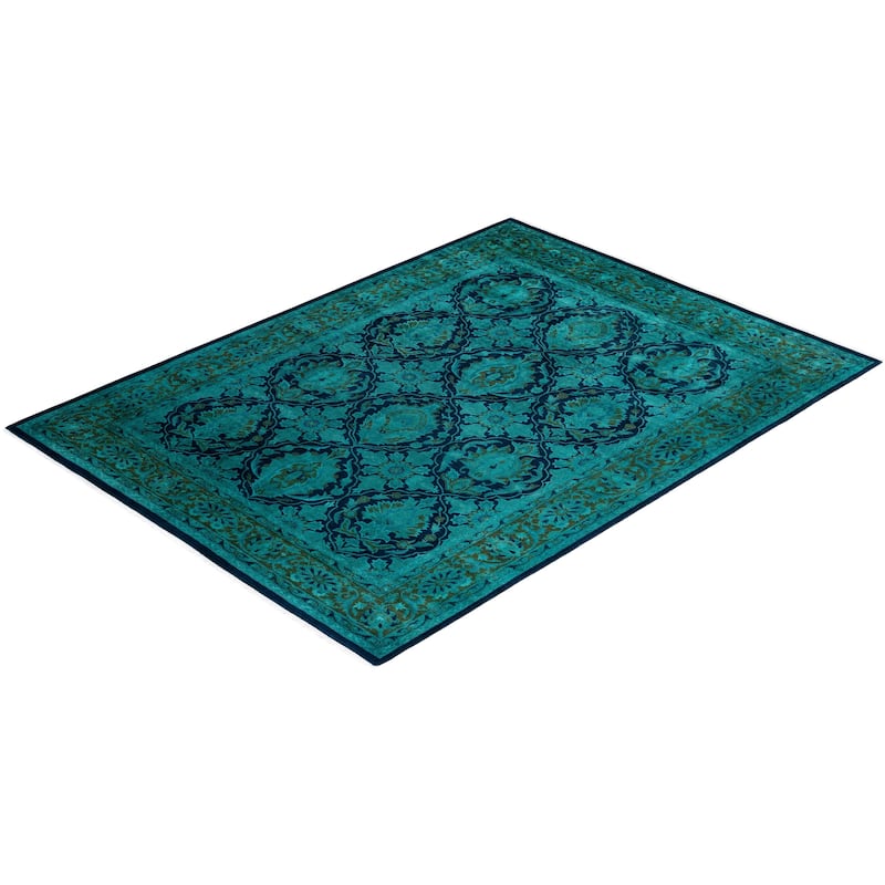 Overdyed, One-of-a-Kind Hand-Knotted Area Rug - Blue - 6' 2" x 8' 4"