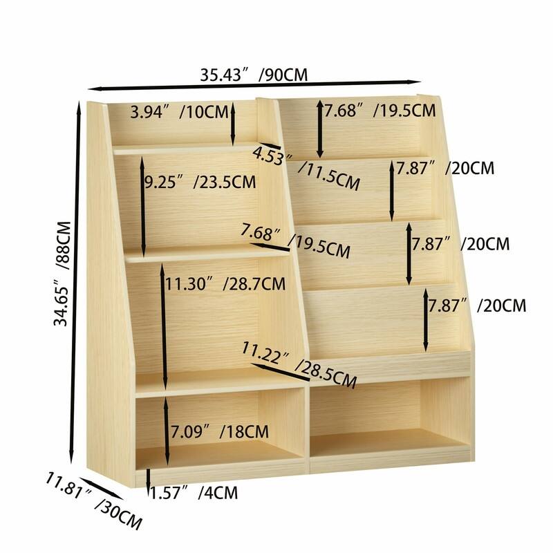 Kids Wooden Bookshelf and Toy Storage Organizer with 4-Tier Shelves