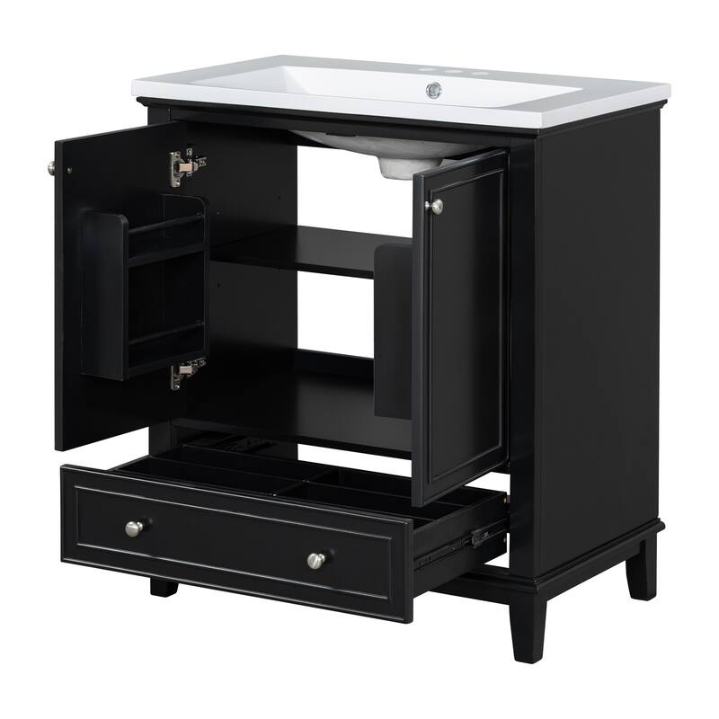 30" Bathroom Vanity with Sink Combo, Multi-functional Bathroom Cabinet with Doors and Drawer, Solid Frame and MDF Board