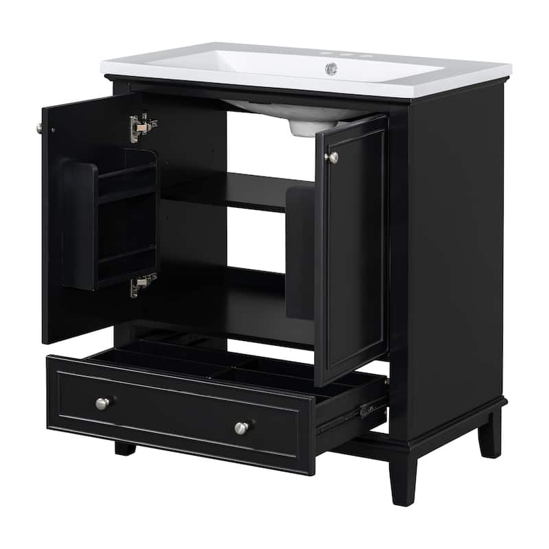 Roomfitters 30" Bathroom Vanity with Sink Combo, Multi-Functional Cabinet with Doors and Drawer, Solid Frame, MDF