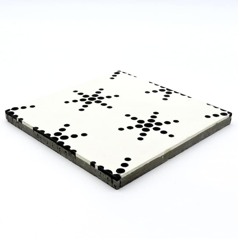 Moroccan Handmade Cement Tile Hana Black/ White 8 Inches x 8 Inches ...