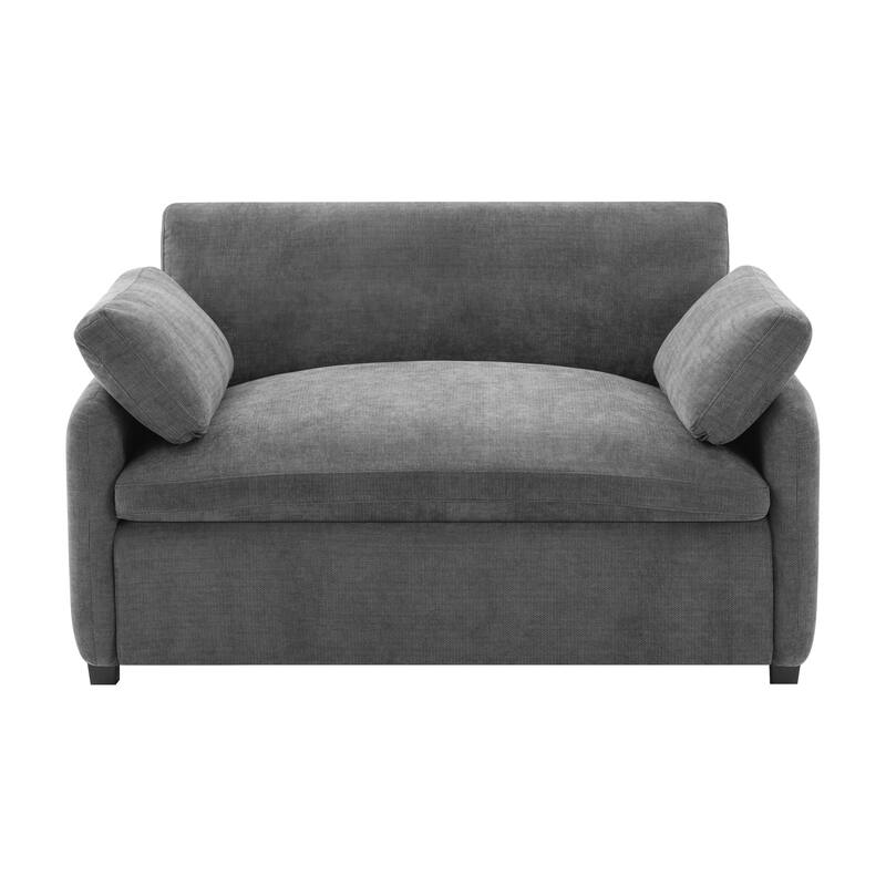 Roomfitters 50" Oversized Chenille Accent Chair, Wide Deep Seat Single Sofa, Modern Upholstered Lounge Chair with Pillows