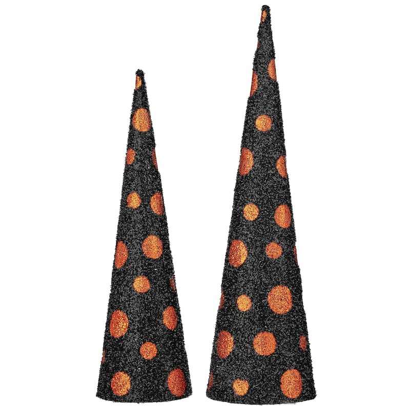 20-24" Glitter Polka Dot Cone Tree set of 2