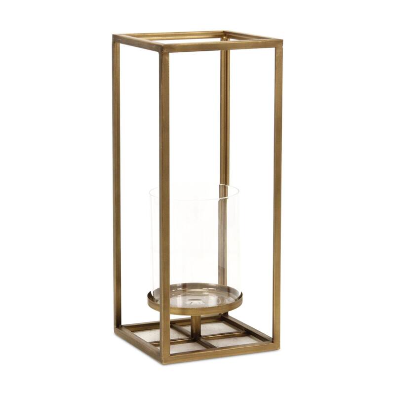 Large Square Framed Candle Lantern with Glass Insert - 15.75"
