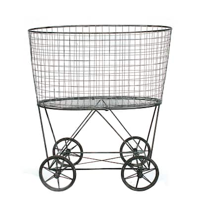 Metal Rolling Laundry Cart with Rack