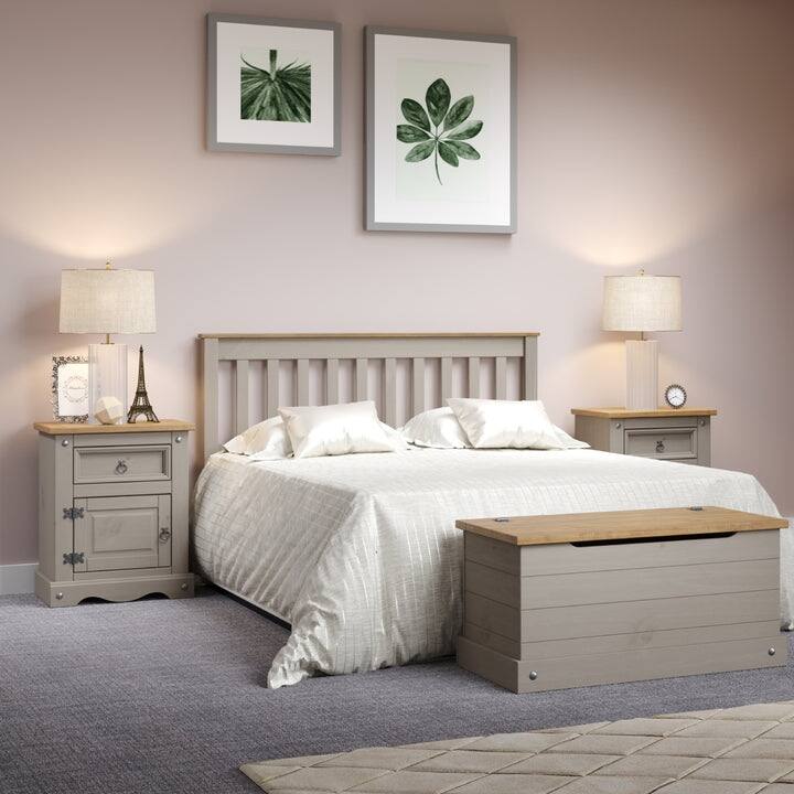 Wood Slatted Full Double Size Bed Corona Collection | Furniture Dash