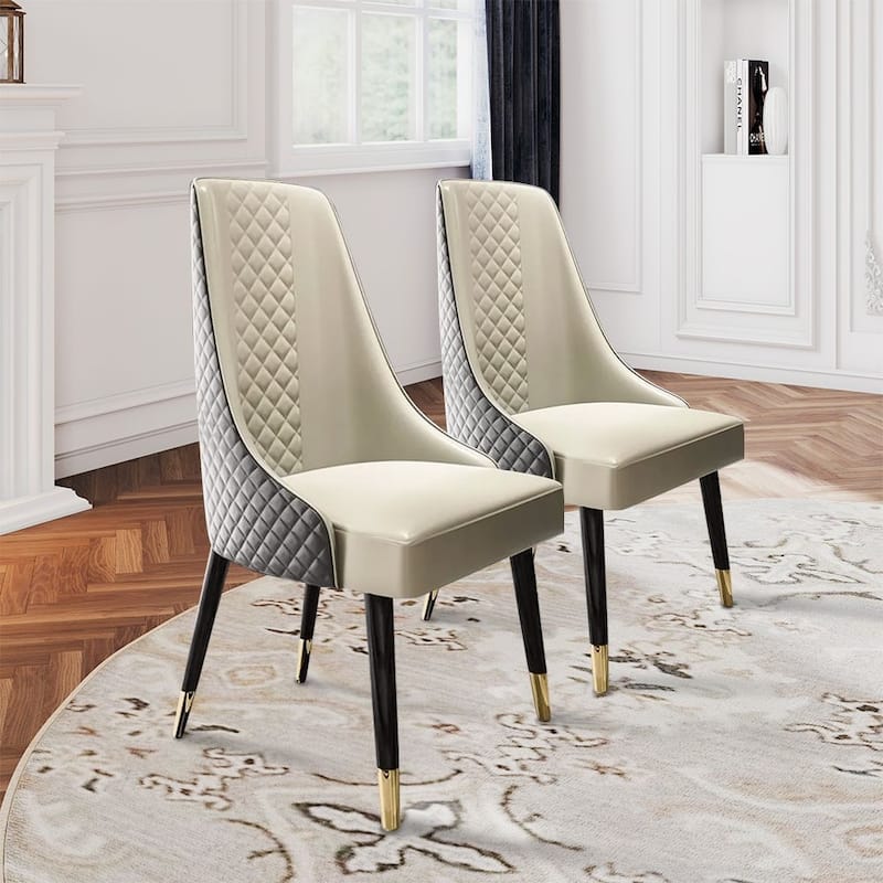 Modern Round White Dining Table，Sintered Stone Tabletop, Solid Black Carbon Steel Base - Chair - 2 Pieces-Only Chair without table