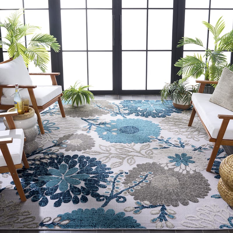 SAFAVIEH Cabana Hillechien Indoor/ Outdoor Waterproof Patio Floral Rug